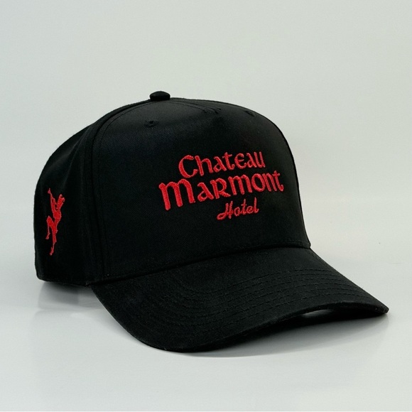 Chateau Marmont Concierge Hat – Black & Red Embroidered Snapback - Picture 1 of 6